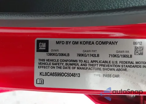 2013 Chevrolet Spark Ls Manual from USA, damaged, VIN KL8CA6S99DC504813